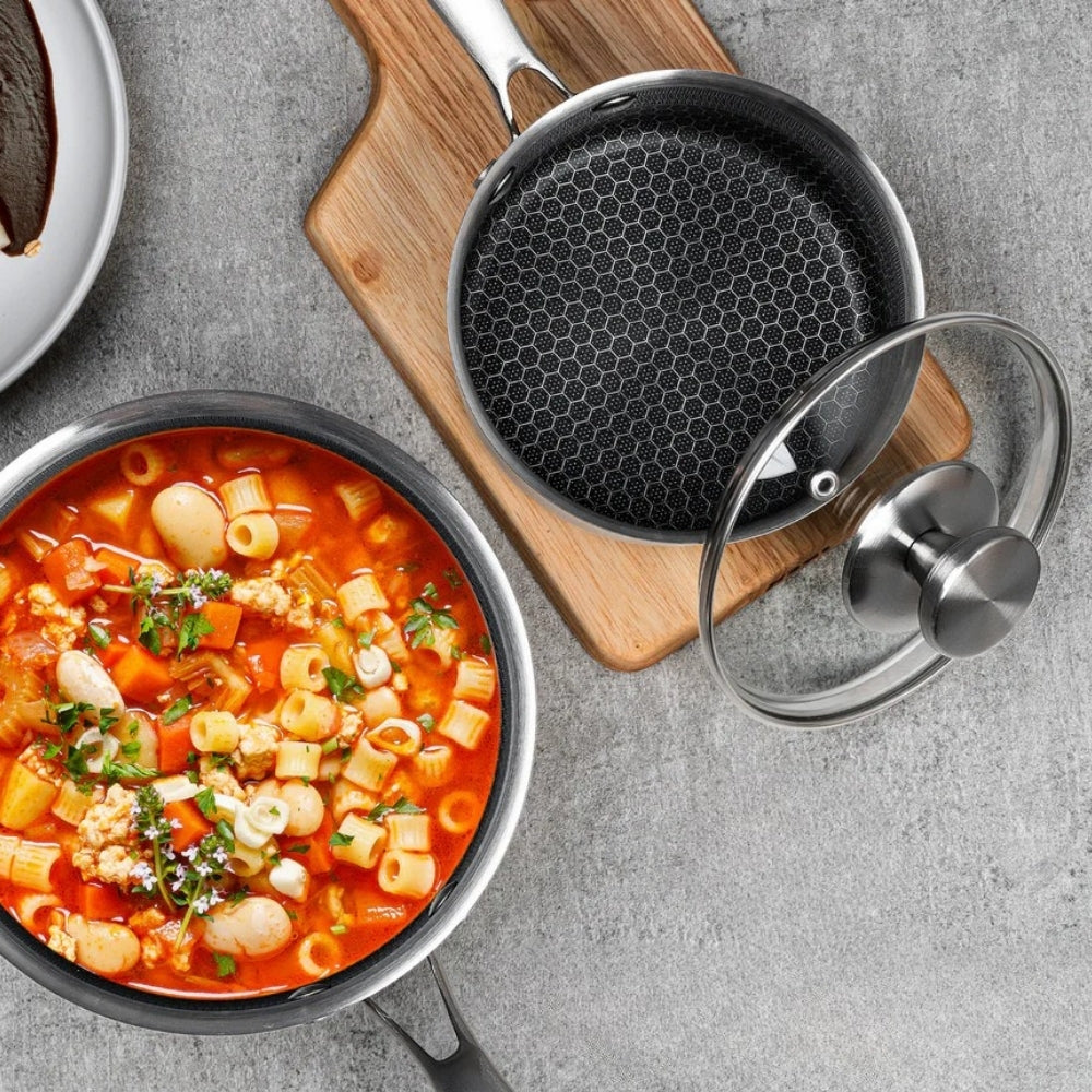 Modern Stainless Steel Saucepan with Glass Lid