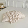 Luxury cream ruched bedding set with floral tufted design, soft cotton duvet cover and pillow shams for elegant bedroom decor