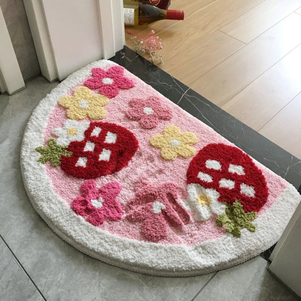 Fluffy Semicircle Non-Slip Bath Mat