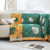 Green Botanical Bloom Cotton Blanket