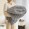Luxury faux fur blanket in ivory white, soft and cozy throw for bedroom or living room winter decor
