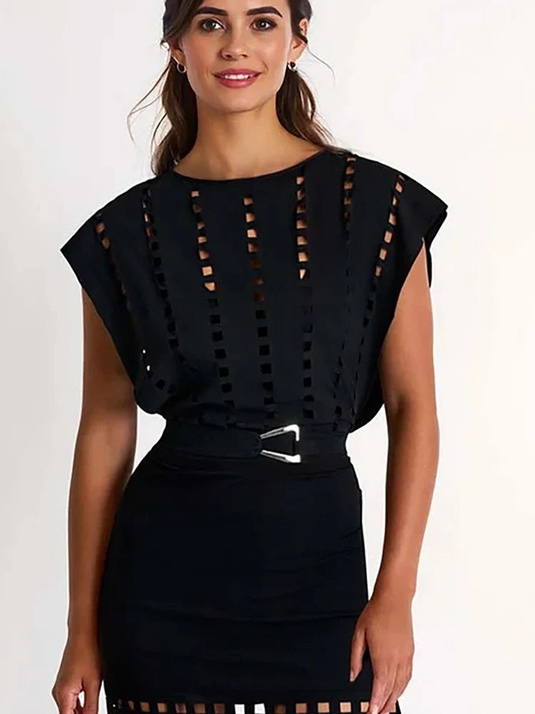 Sexy Cutout Swimsuit with Mini Skirt Set