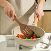 Set of wooden cooking utensils with whisk – eco-friendly kitchen spoons, spatulas, and pasta server for non-stick cookware