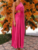 Pleated One-Shoulder Cut-Out Waist Gown