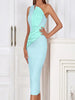 One-Shoulder Pink Asymmetrical Evening Gown