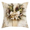 Set of Christmas decorative throw pillow covers with Santa, reindeer, Christmas tree, and pinecone wreath designs for holiday home decor