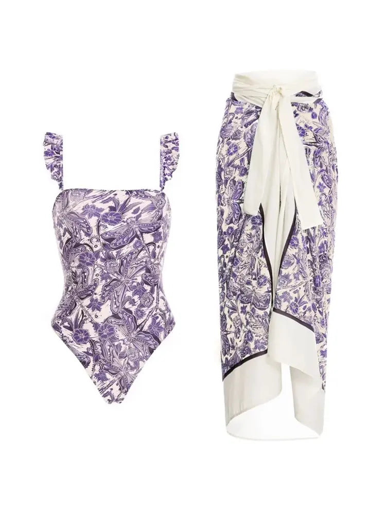 Dragonfly Ruffle Bikini Swimsuit Set