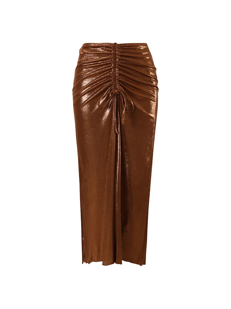 Pearl Cutout Glossy Colorblock Swimsuit Set