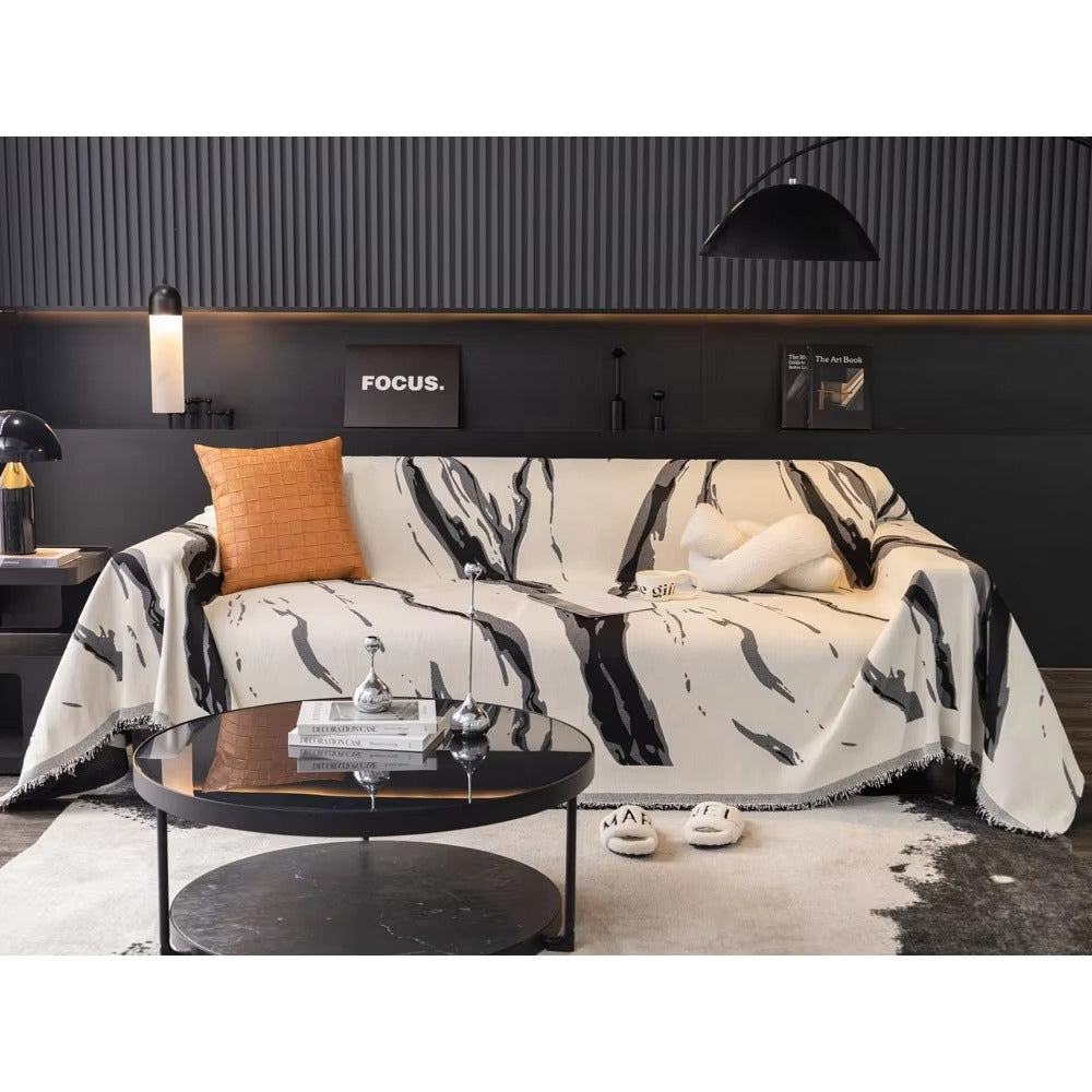 Abstract Brushstroke Chenille Sofa Cover