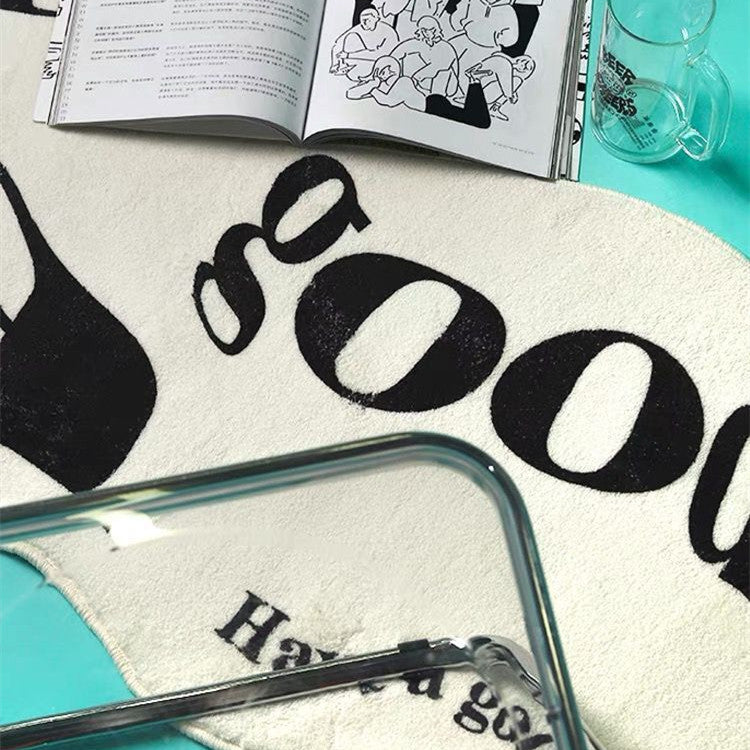 Accent rug – Plush fabric – Green and white trippy design – Non-slip for living room or bedroom