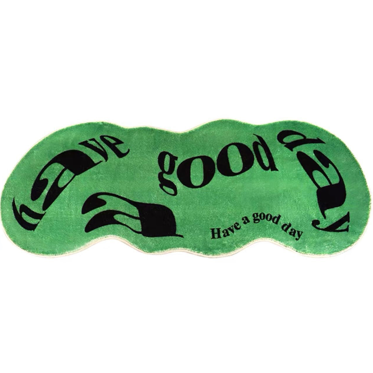 Accent rug – Plush fabric – Green and white trippy design – Non-slip for living room or bedroom