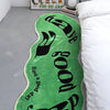 Accent rug – Plush fabric – Green and white trippy design – Non-slip for living room or bedroom