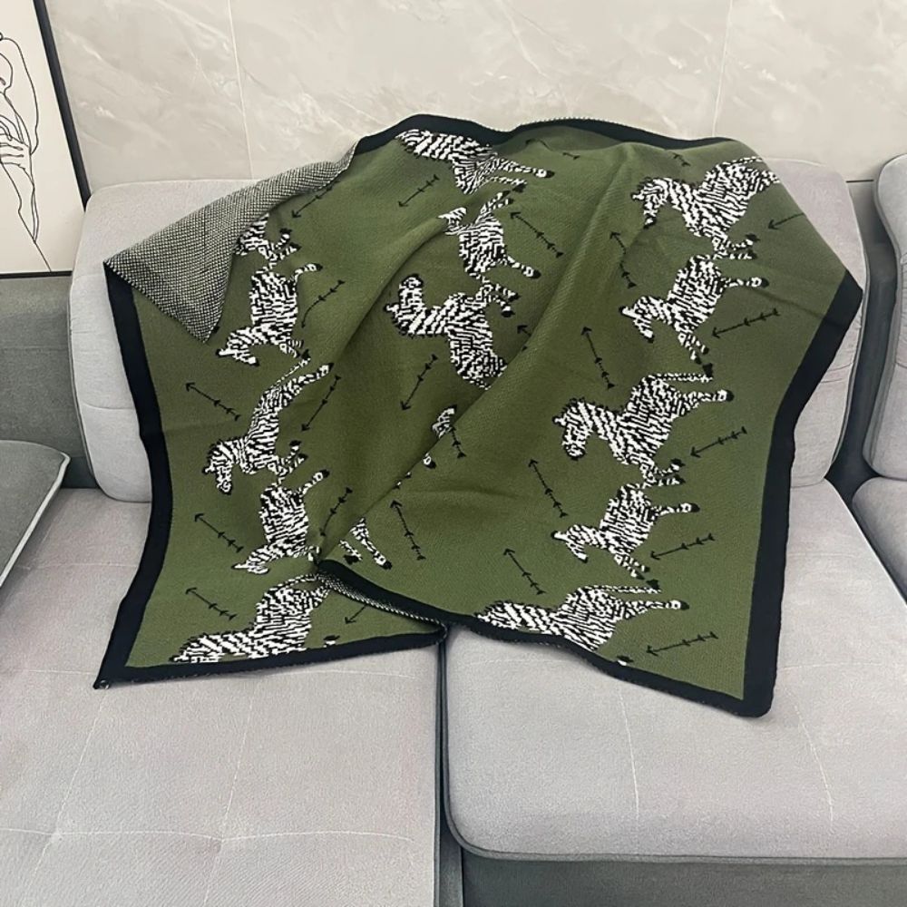 Acrylic Vintage Wild Zebra Knitted Blanket