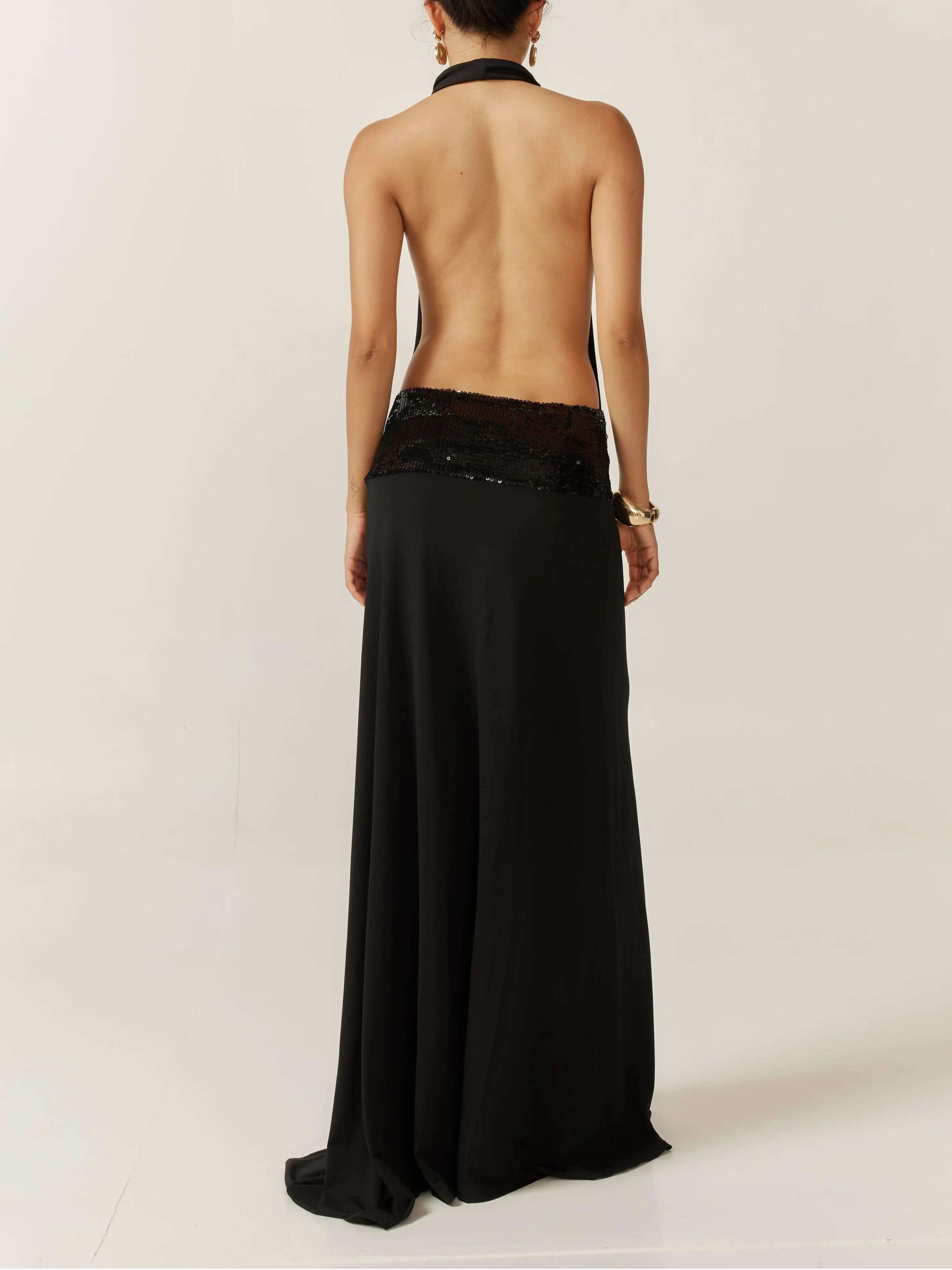 Adele Halter Black Gown