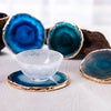 Agate-look coaster set –  Gold accents – Unique home decor – Ideal for drinks and decorative displays