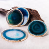 Agate-look coaster set –  Gold accents – Unique home decor – Ideal for drinks and decorative displays