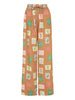 Loose Wide-Leg Trousers With Ethnic Botanical Floral Print-Set