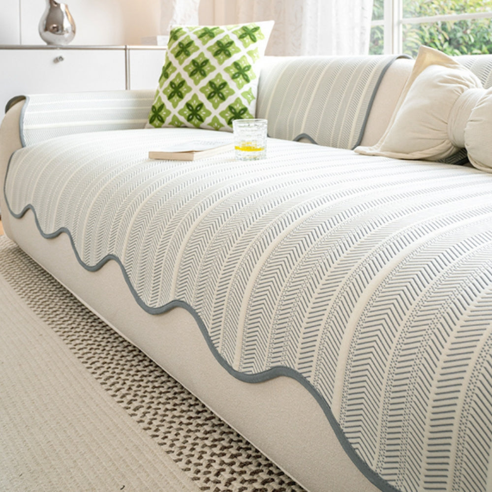 50% OFF | CozyScallop® | Herringbone Scallop Edge Sofa Cover