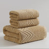 Blue cotton bath towel set, soft and absorbent bathroom towels with textured chevron design, luxury hotel quality