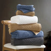 Blue cotton bath towel set, soft and absorbent bathroom towels with textured chevron design, luxury hotel quality
