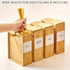 Wooden kitchen storage containers with clear front, airtight canisters for rice, pasta, cereal, and dry food organization