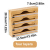 Bamboo kitchen wrap dispenser – Foil and cling film cutter – Eco-friendly storage solution – 12 x 5 x 4 in