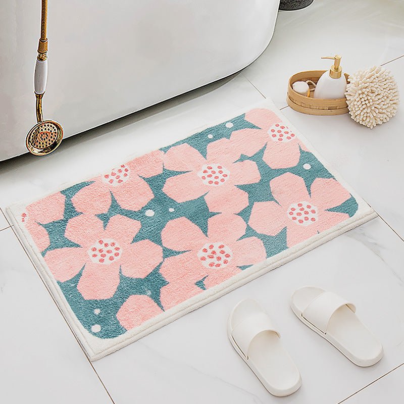 Bath mat – Quick-drying polyester – Retro flower design – Non-slip and vibrant colors – Available in multiple sizes