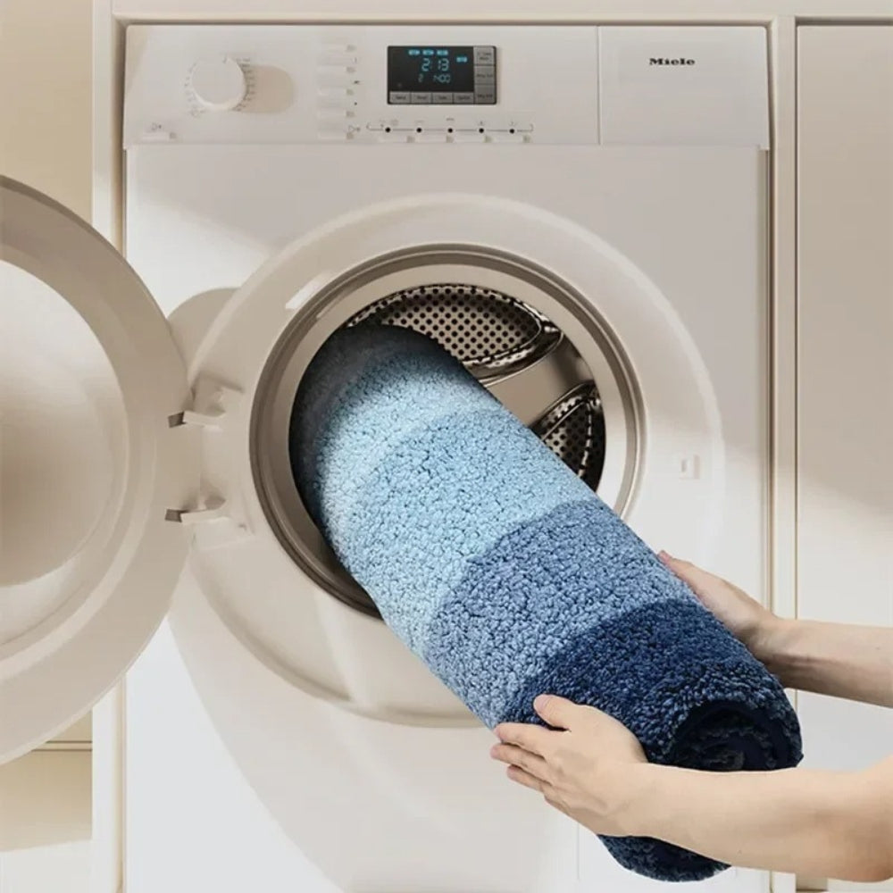 Bath mat – Soft microfiber – Coastal wave pattern – Non-slip design for safety