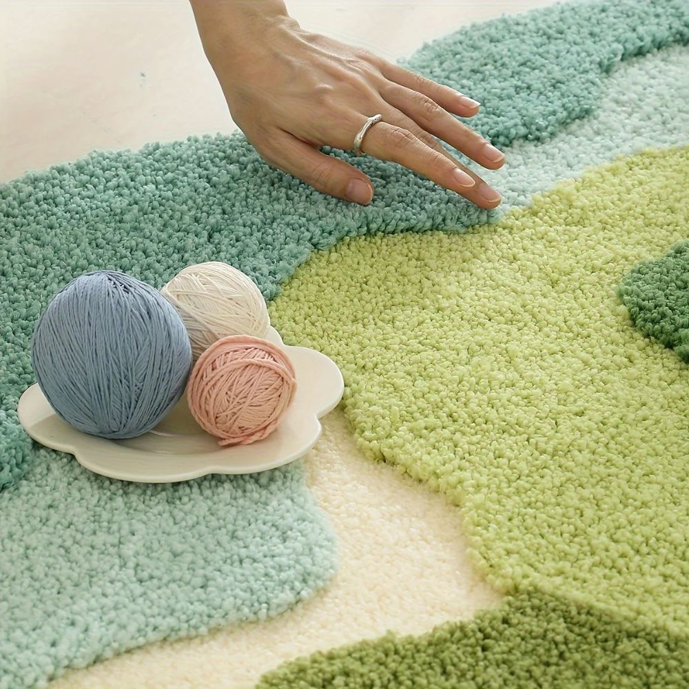 Bath mat – Soft microfiber blend – Nature-inspired moss design – Non-slip and absorbent