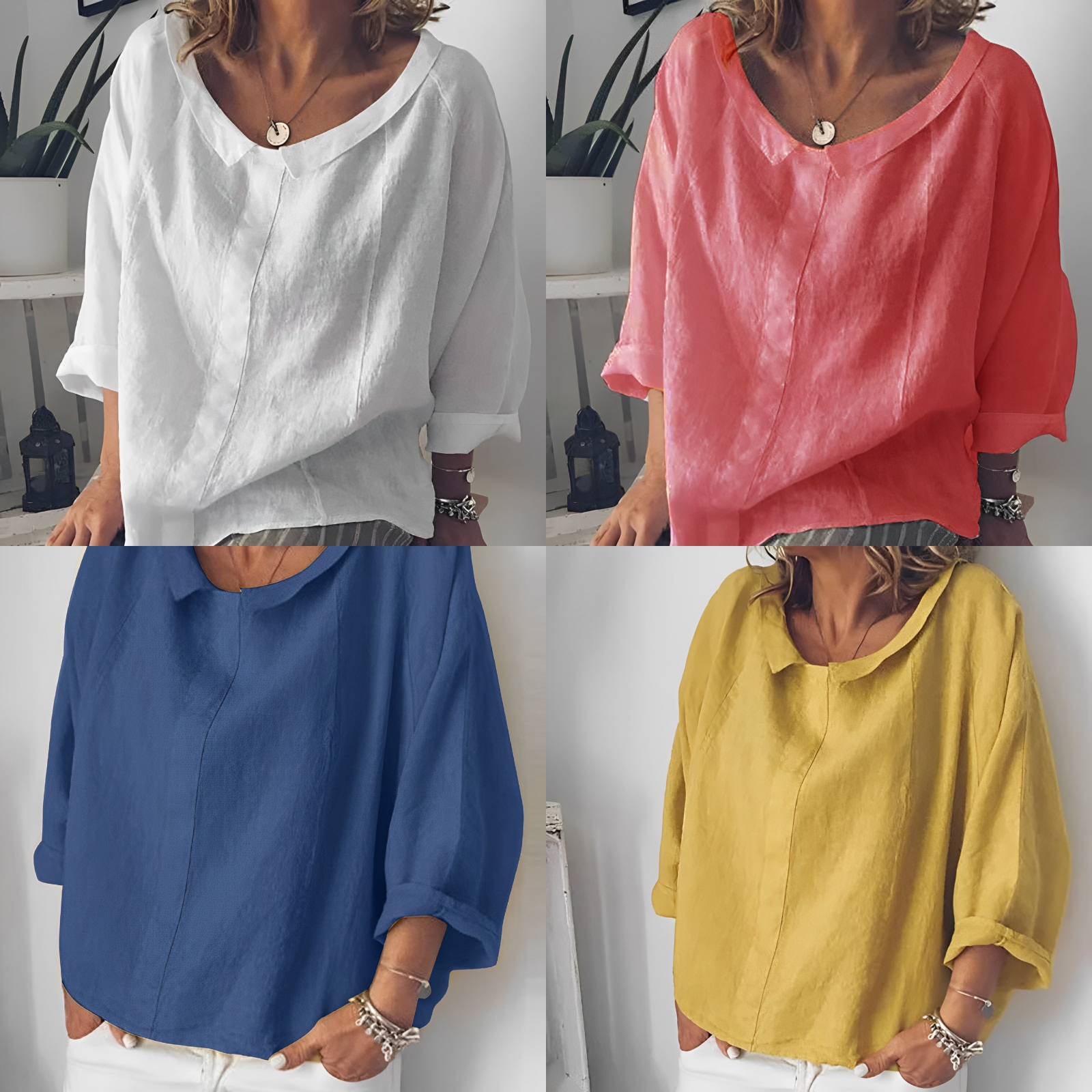 Sotfys turn-down collar blouse