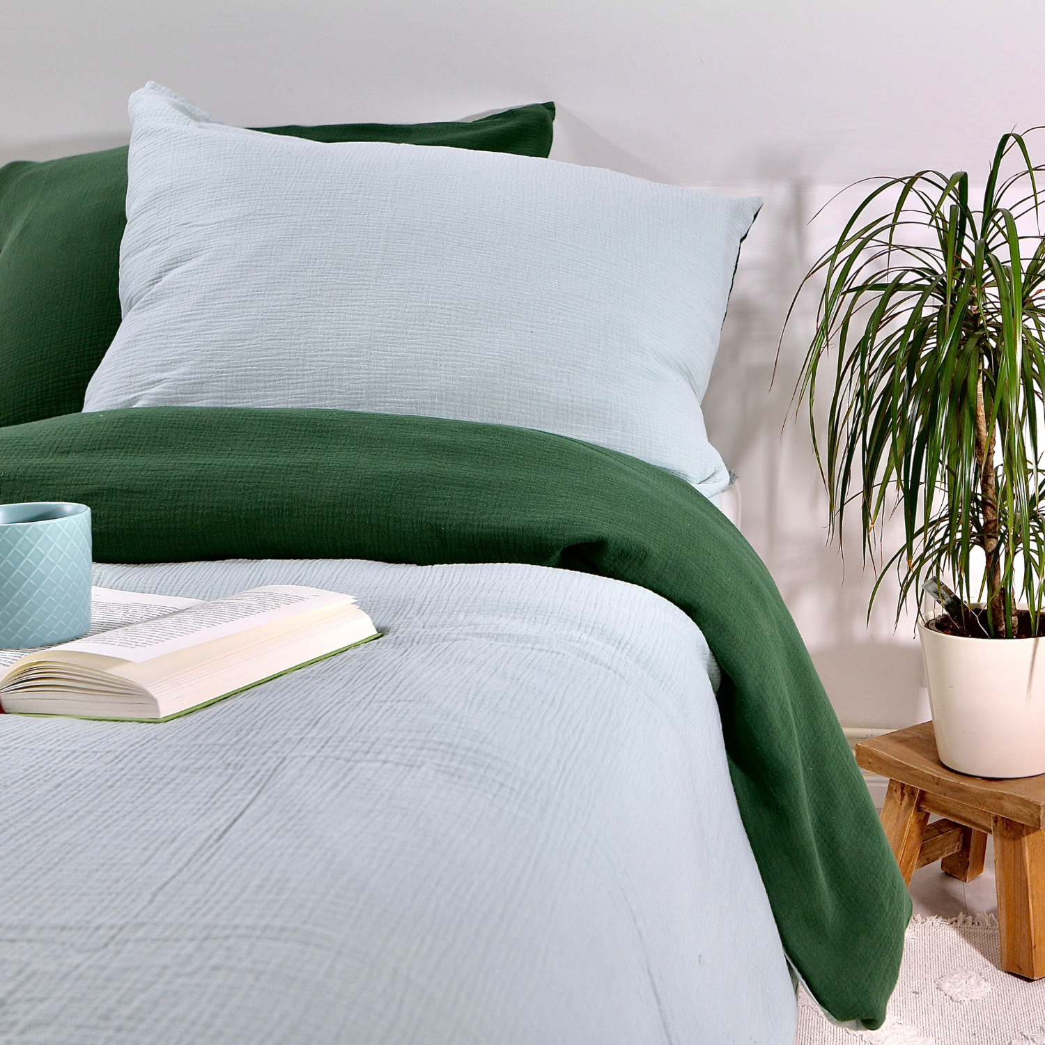 Mousseline bedding set – 100% organic cotton – Soft and breathable – Two-tone design – Luxurious duvet covers