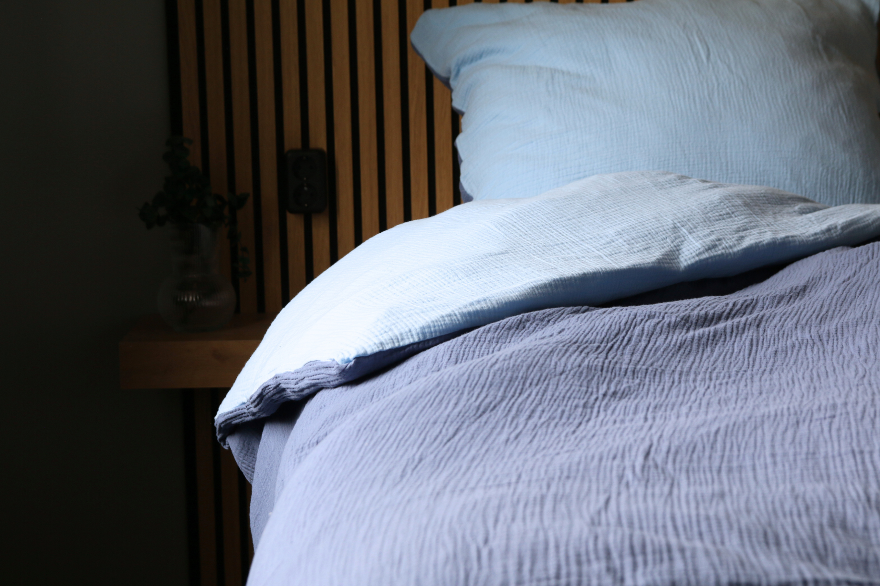 Mousseline bedding set – 100% organic cotton – Soft and breathable – Two-tone design – Luxurious duvet covers