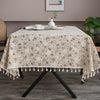 Beige Tassel Tablecloth – Bohemian Farmhouse Design for Rustic Dining Decor