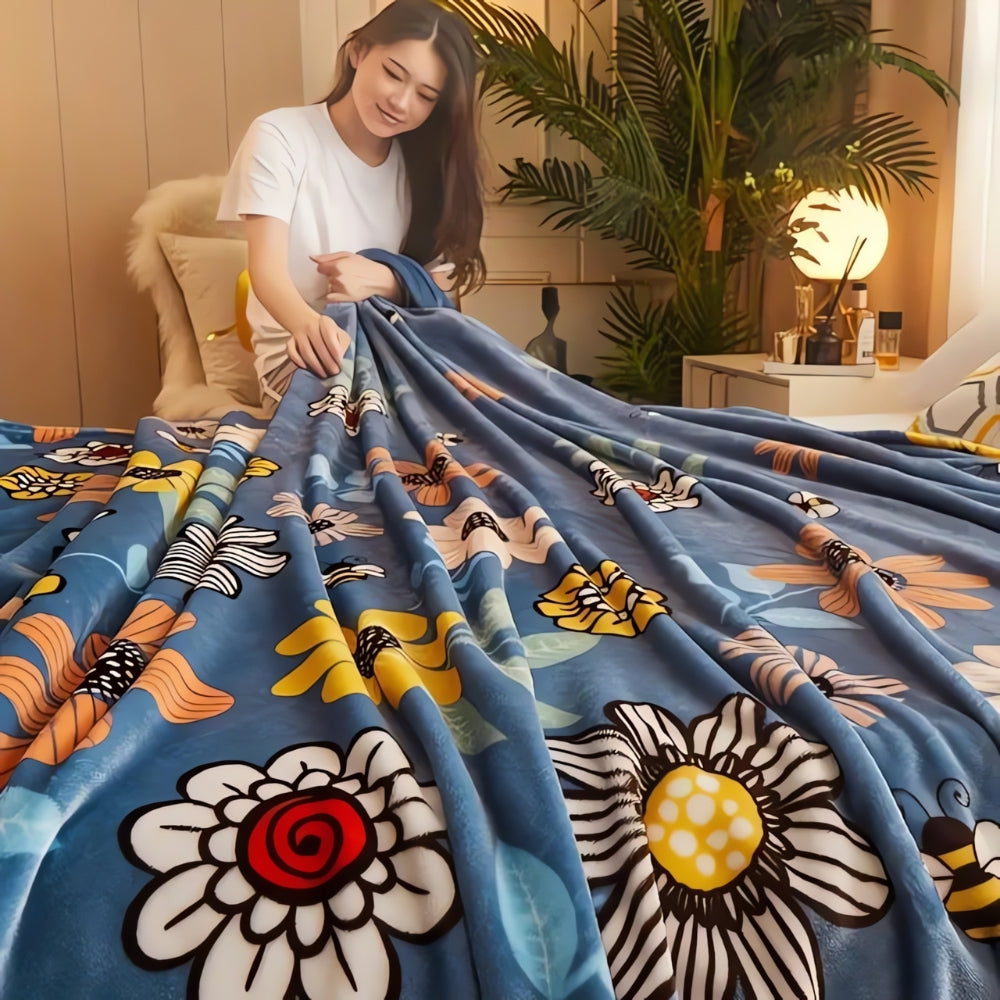 Bloombee Retro Floral Soft Blanket