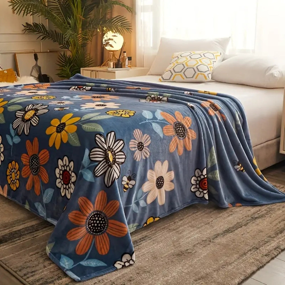Bloombee Retro Floral Soft Blanket
