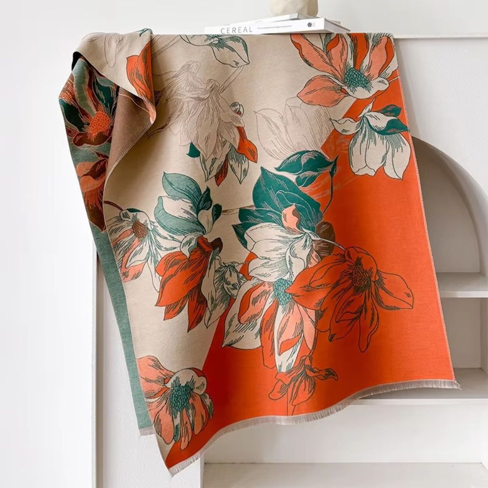 Fashion Bloom Reversible Floral Shawl