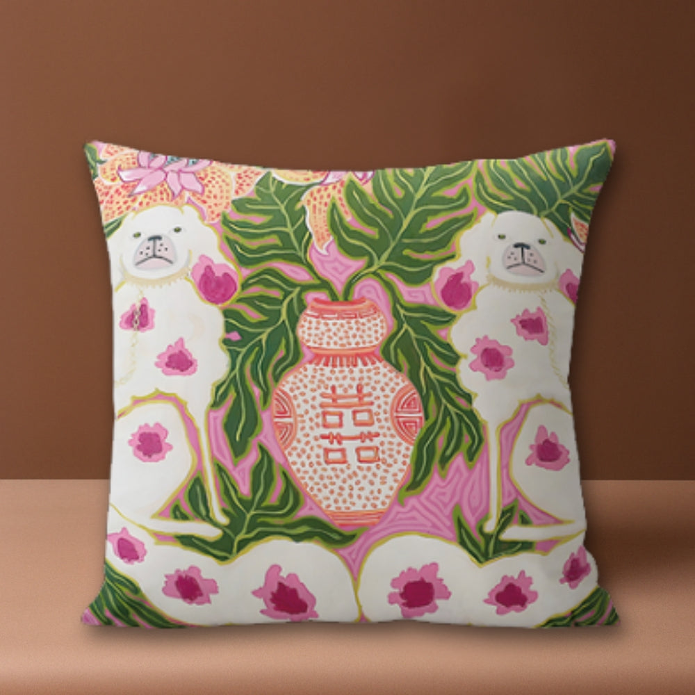 Blush Pink Dog Tassel Cushion Cover