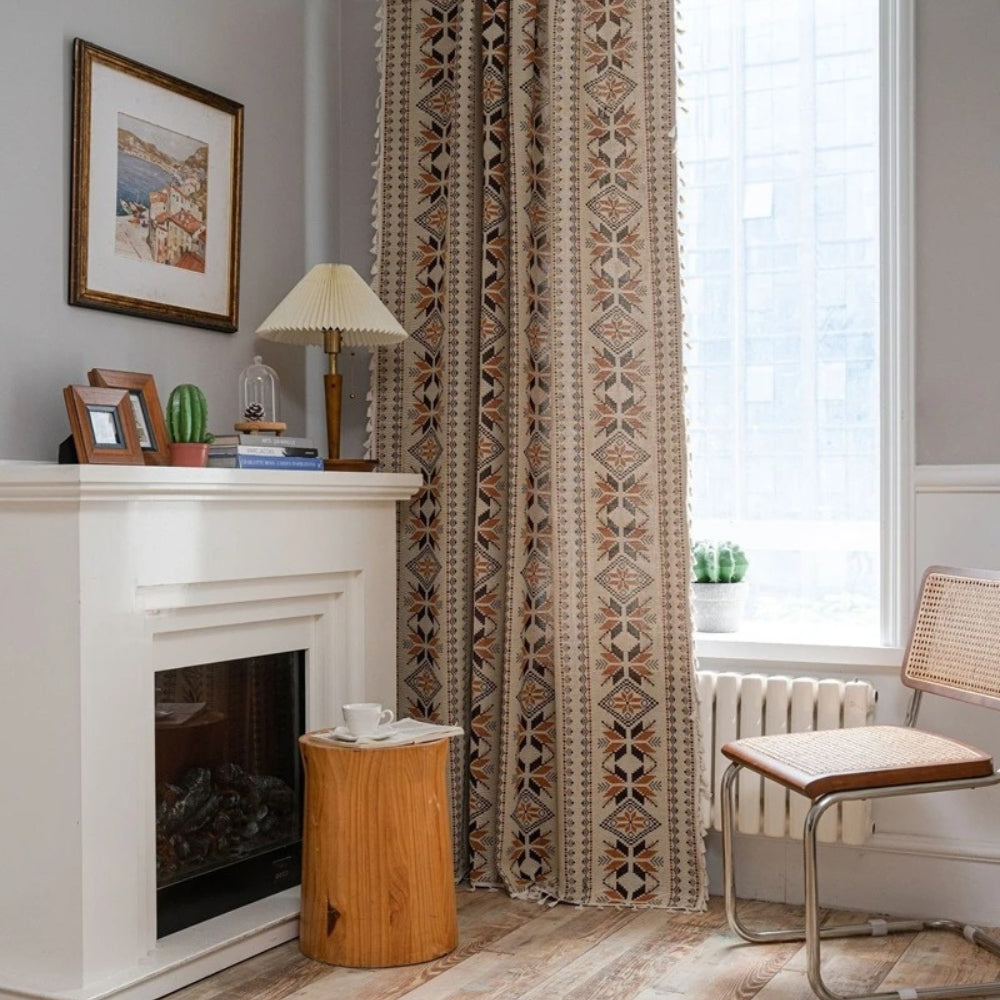 Bohemian Geometric Semi-Blackout Curtain
