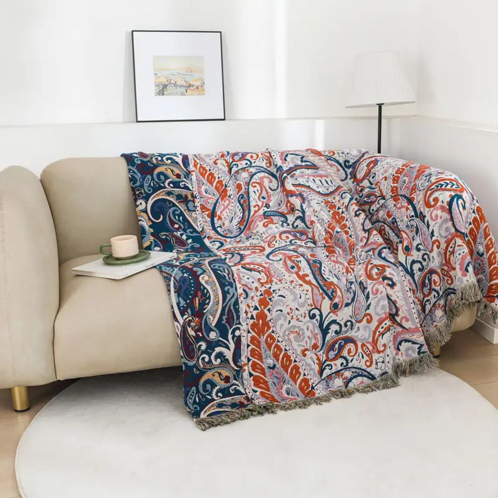 Boho Bloom Fringe Cotton Blanket