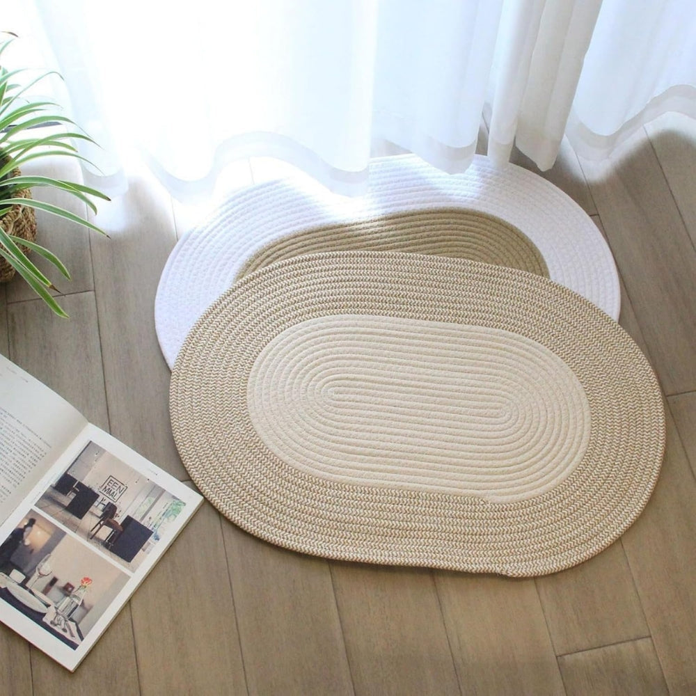 Boho Braided Hemp Oval Rug