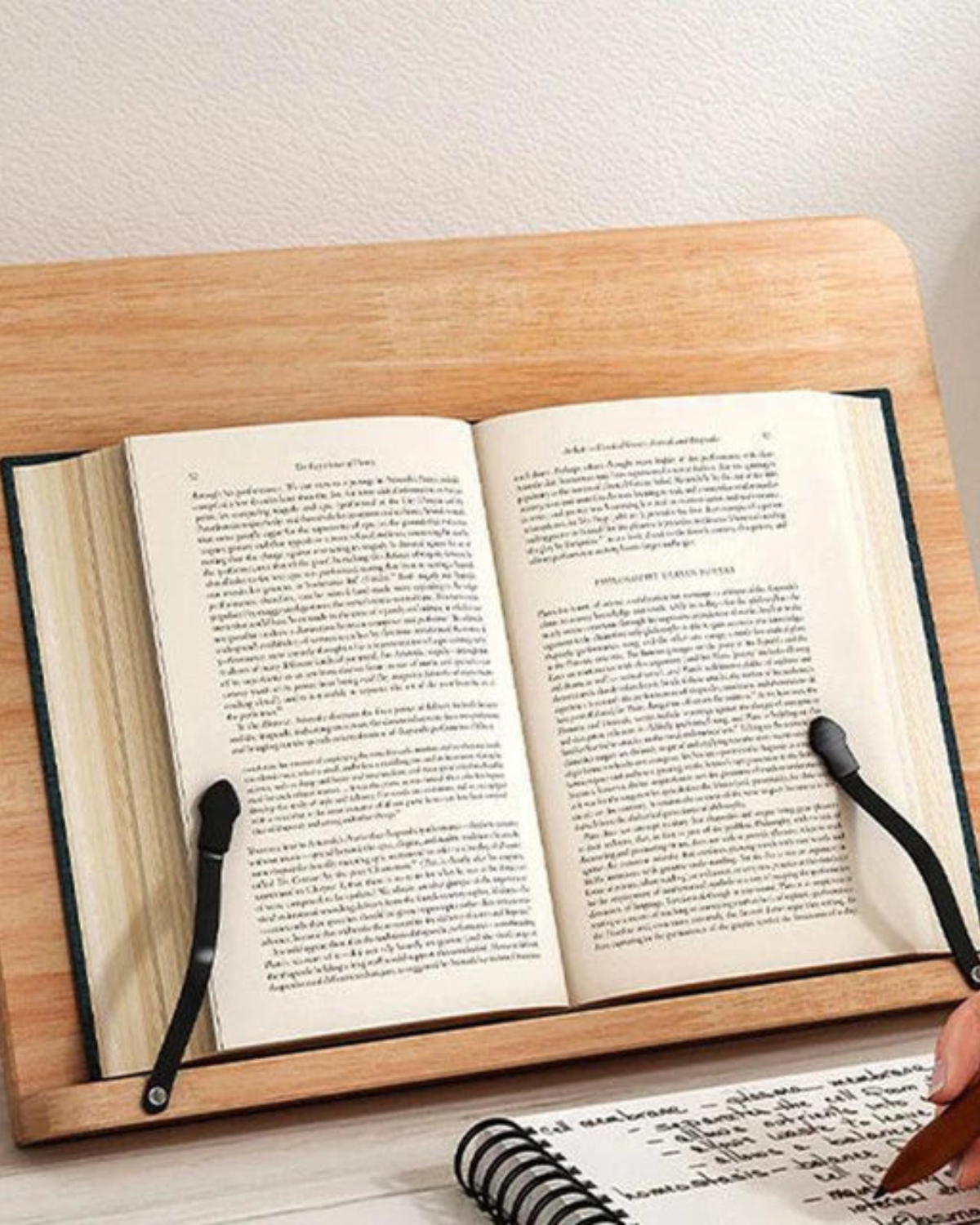 Book stand for reading – Natural wood – Adjustable angle – Elegant desk accessory