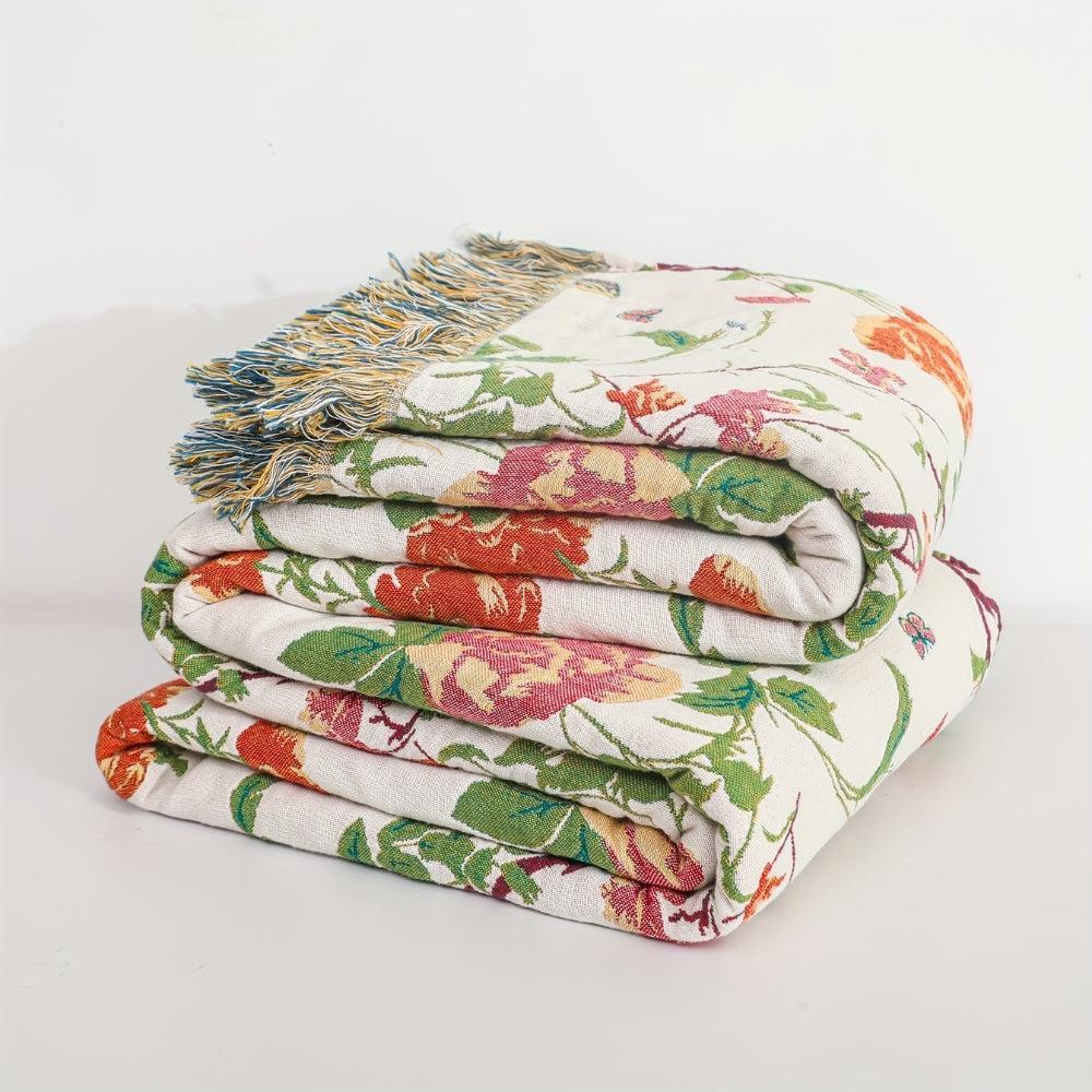 Botanic Bluebird Reversible Cotton Blanket