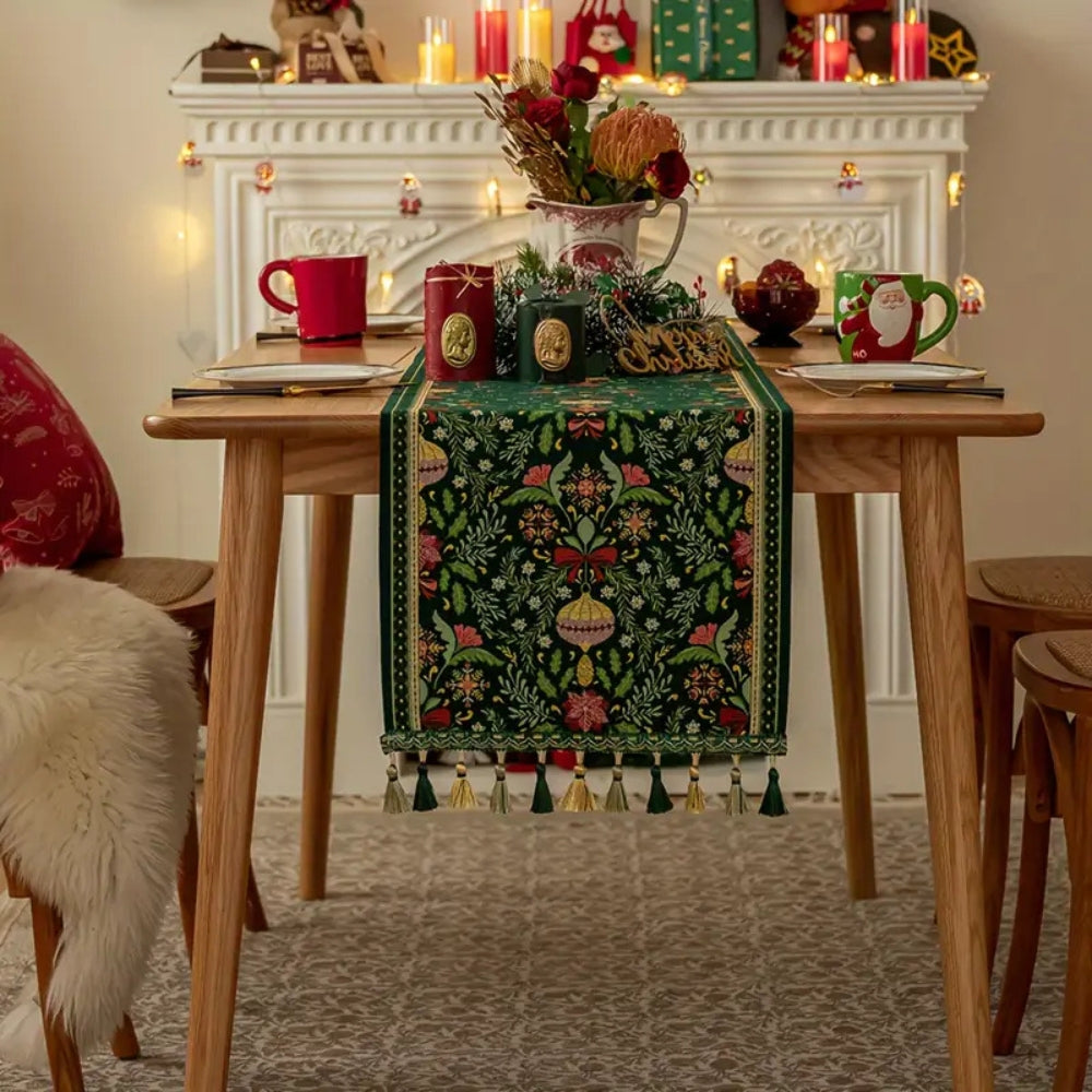 Tapestry Botanical Holiday Table Runner