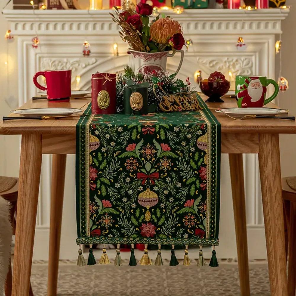 Tapestry Botanical Holiday Table Runner