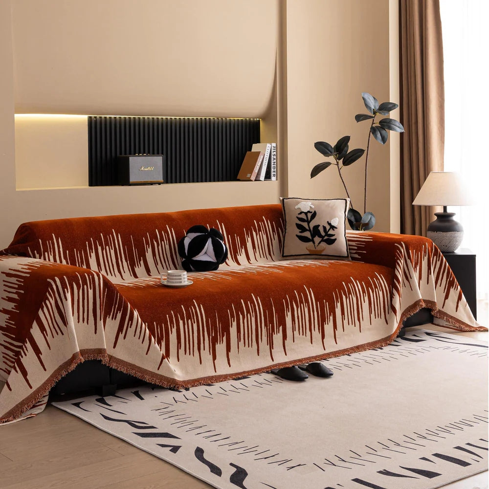 Brushstroke Vertical Pattern Chenille Sofa Cover