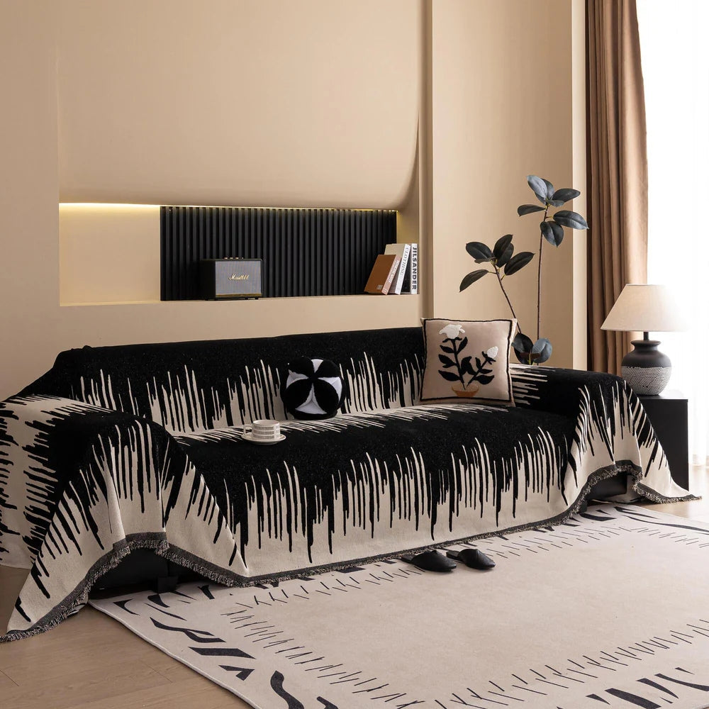 Brushstroke Vertical Pattern Chenille Sofa Cover