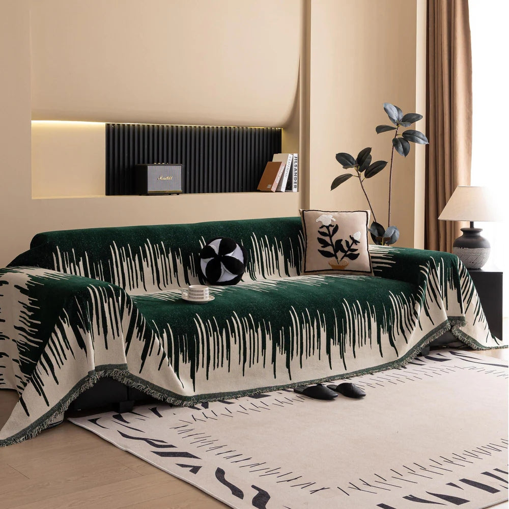 Brushstroke Vertical Pattern Chenille Sofa Cover