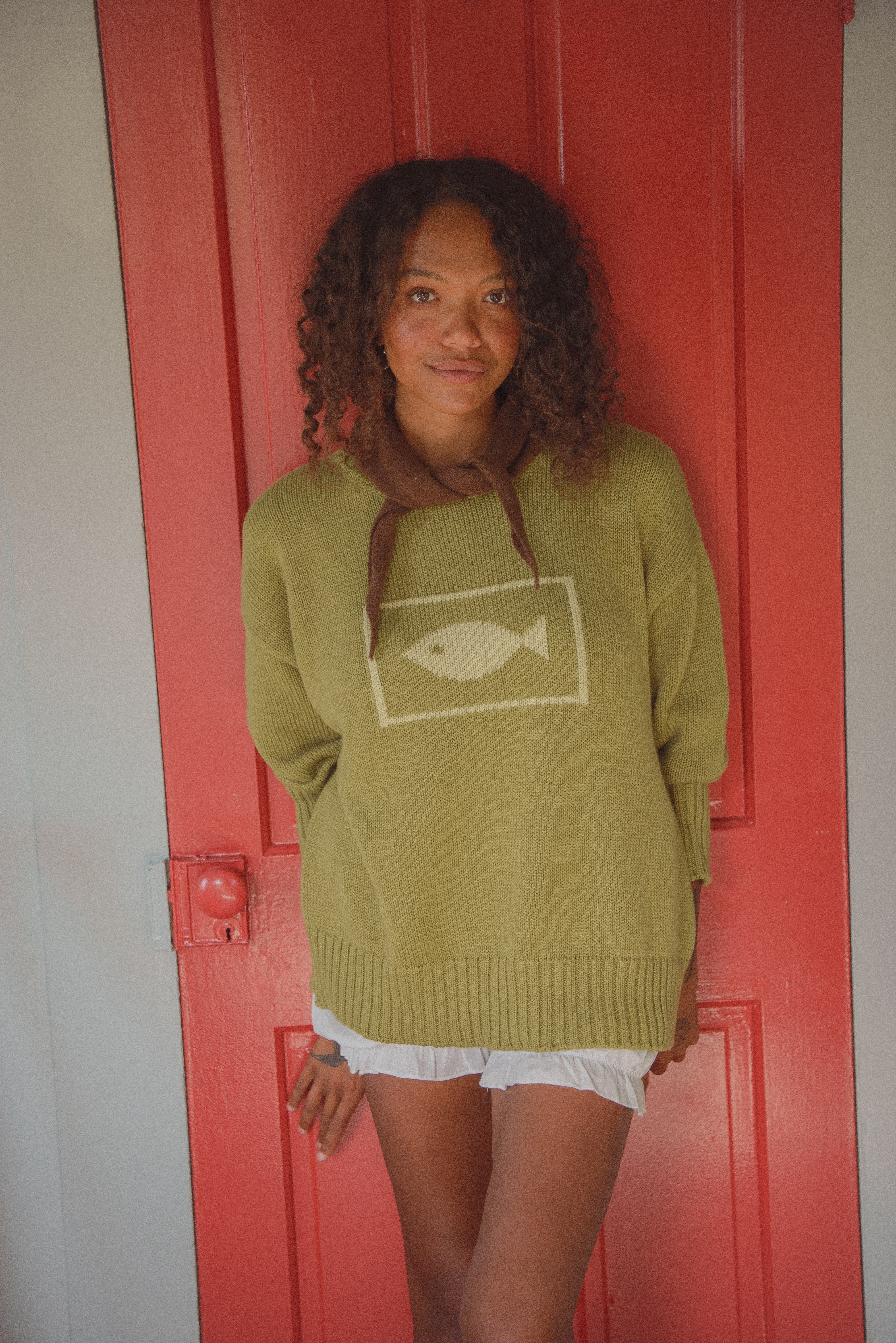 Fish Weaving Oversized Knit Sweater
