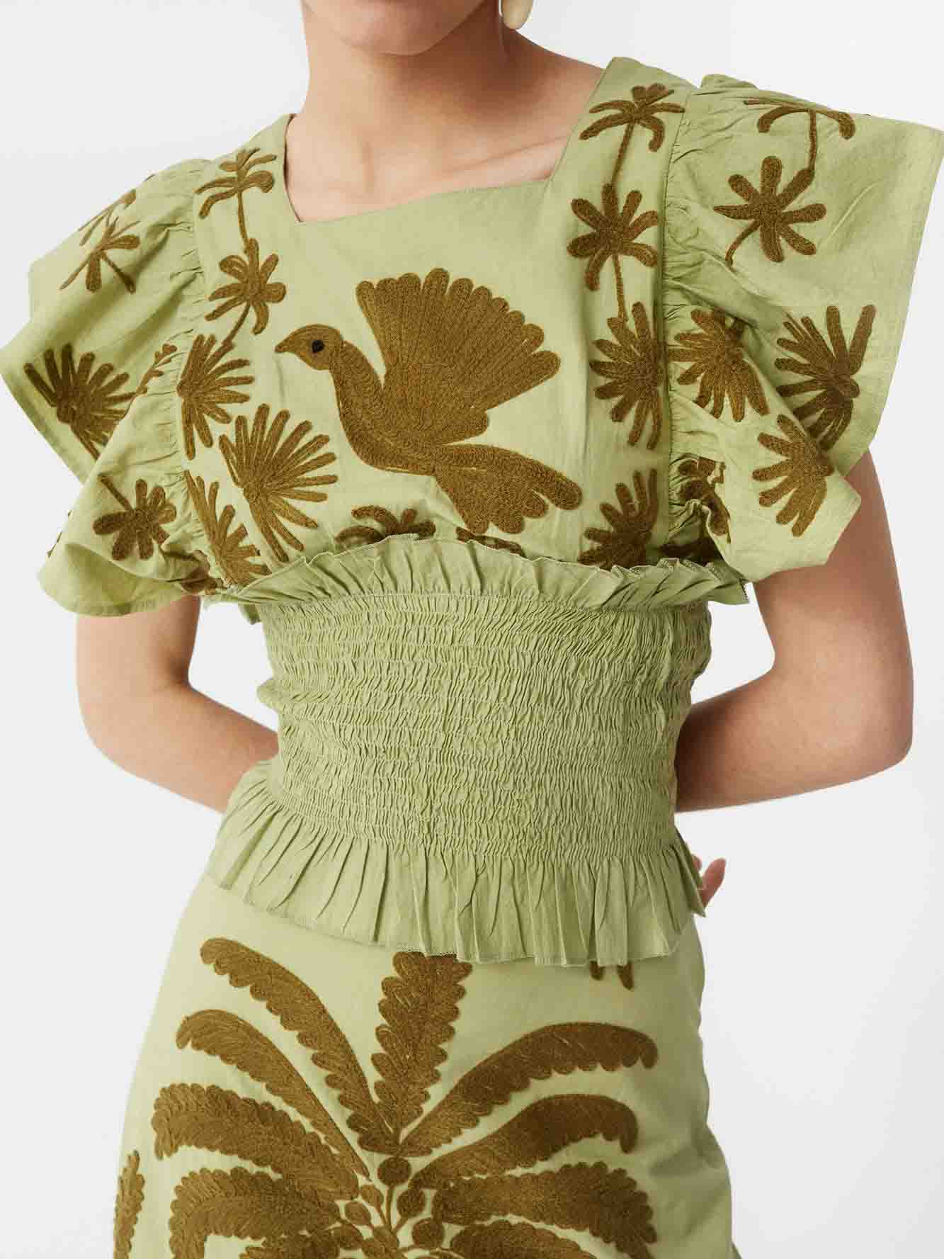 Elegant Palm Tree And Exotic Bird Print Tank Top