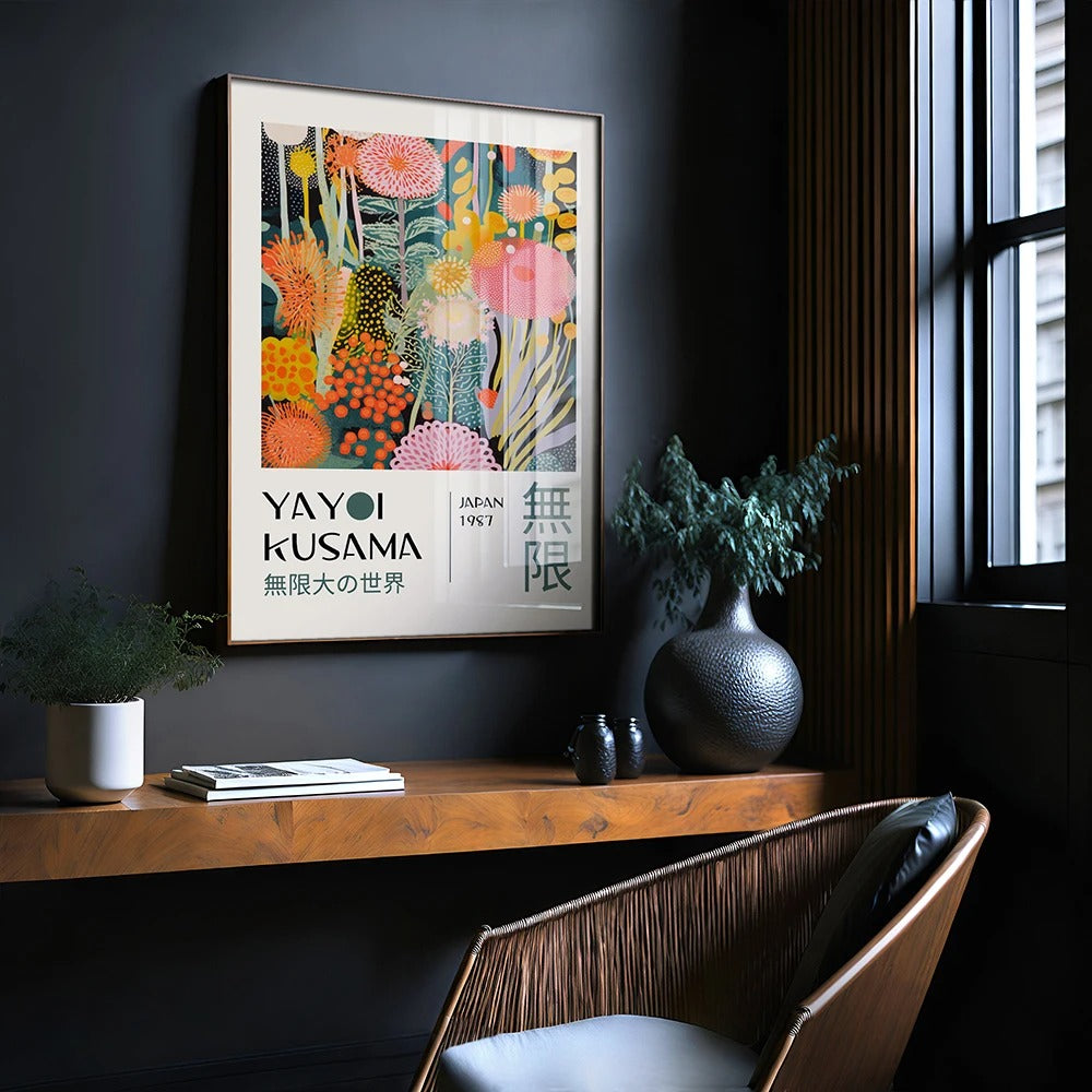 Canvas wall art – Vibrant abstract design – Yayoi Kusama style – Unique home decor piece